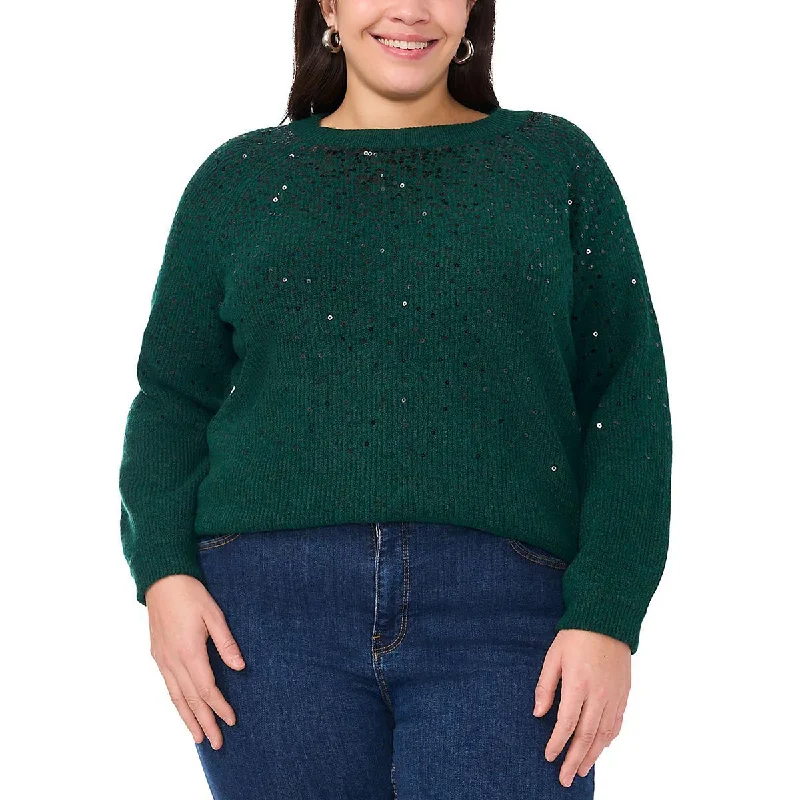 Mademoiselle Womens Ribbed Acrylic Crewneck Sweater Luxurious Women's High -  end