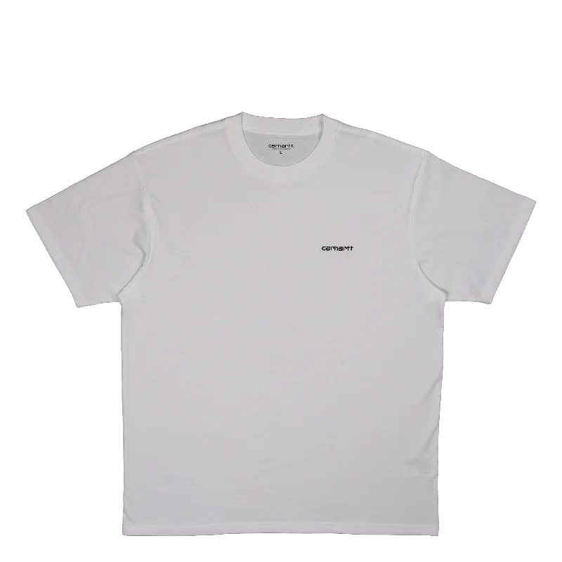 S/s Script Embroidery T-shirt White / Black Modern Women's Tech