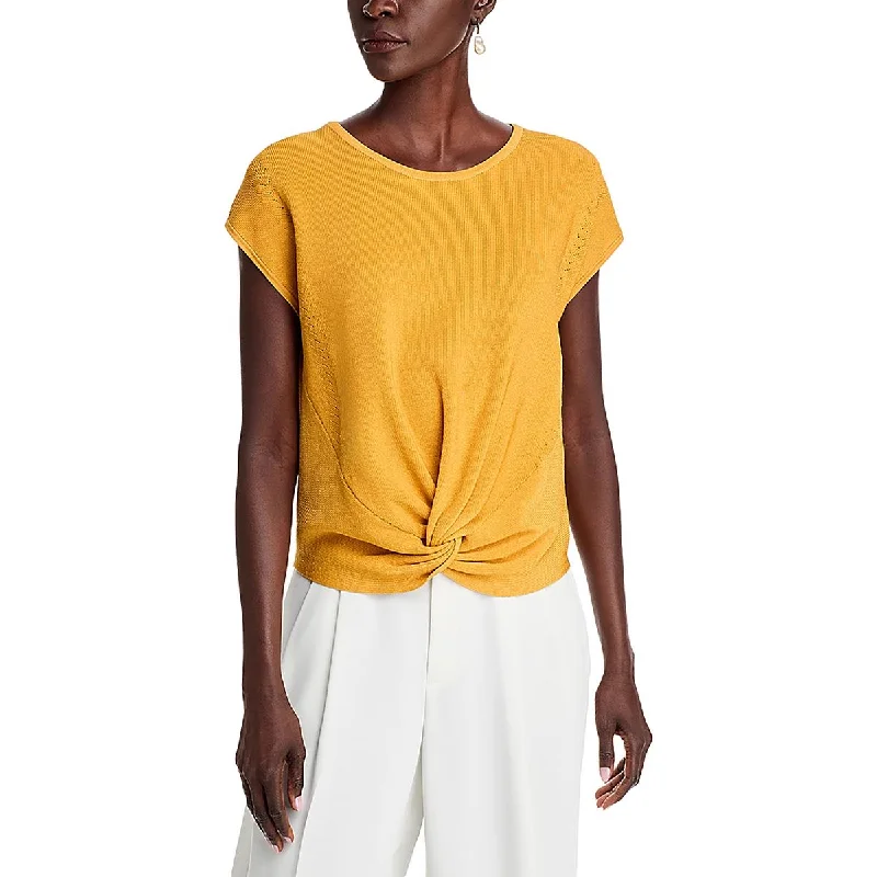 Womens Knot Front Crewneck Pullover Sweater Modern Women's 