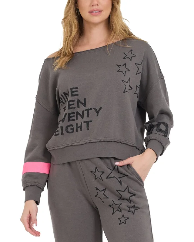 Vintage Havana Heavy Surfwash Off-Shoulder Pullover Dynamic Women's Moto
