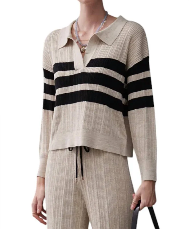 Heloise Knit Jumper In Almond/noir Casual Women's Loose - fitting