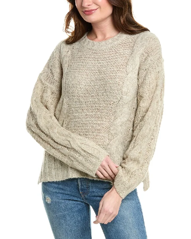 Splendid x @Cellajaneblog Cable Knit Wool-Blend Sweater Classic Women's Tweed