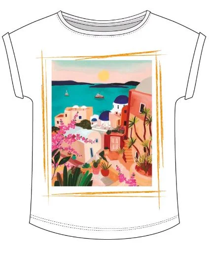 Md'M White Graphic Printed T Shirt Refined Women's Hand - crafted