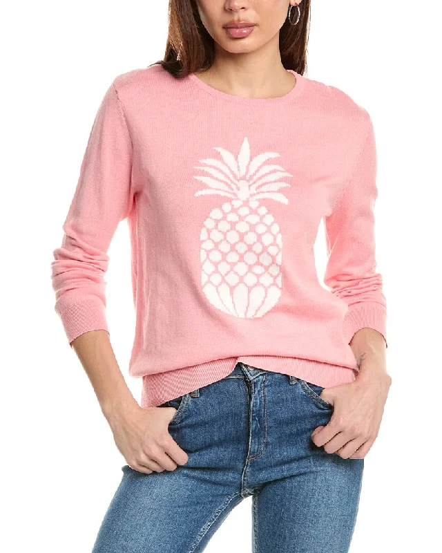 Hannah Rose Pineapple Intarsia Cashmere-Blend Sweater Bold Women's Animal Print
