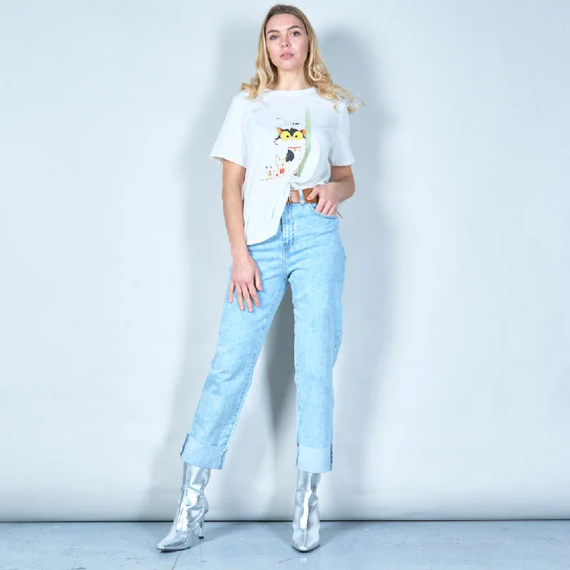 Cute cat family graphic tee wholesale Artistic Women's Avant - 