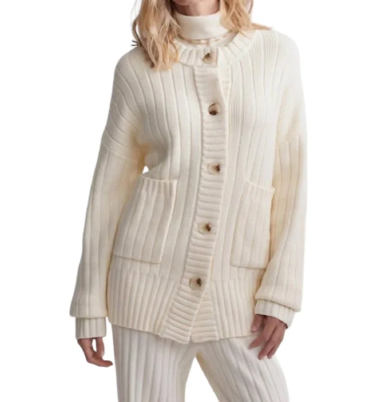 Pensdale Relaxed Knit Cardigan In Egret Youthful Women's Pop