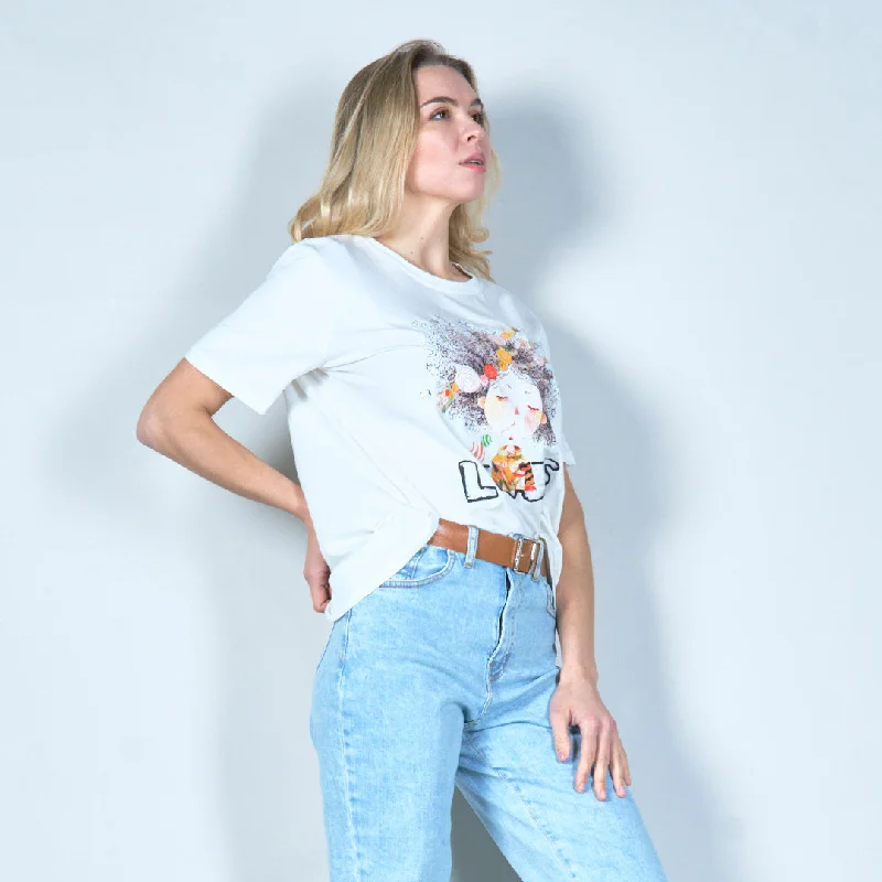 Artistic abstract graphic tee wholesale Dynamic Women's Moto