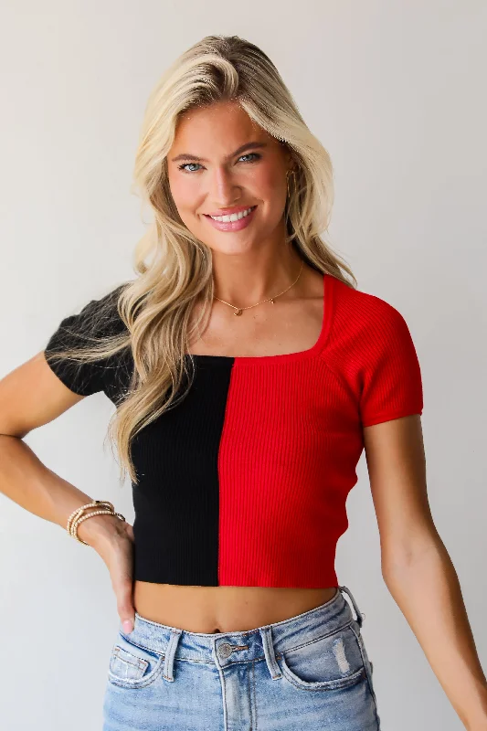 Tailgate Time Color Block Crop Top Gym