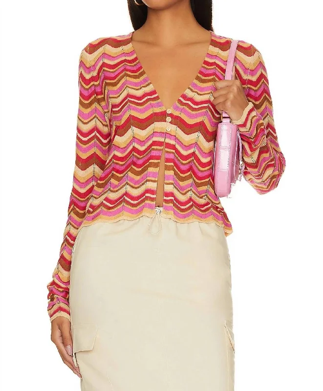 Coza Cardi Top In Stripe Dapper Women's Bow - adorned