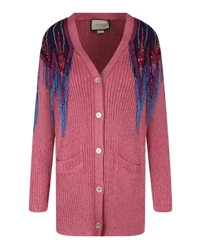 Sequin And Fringe Cardigan Scandinavian