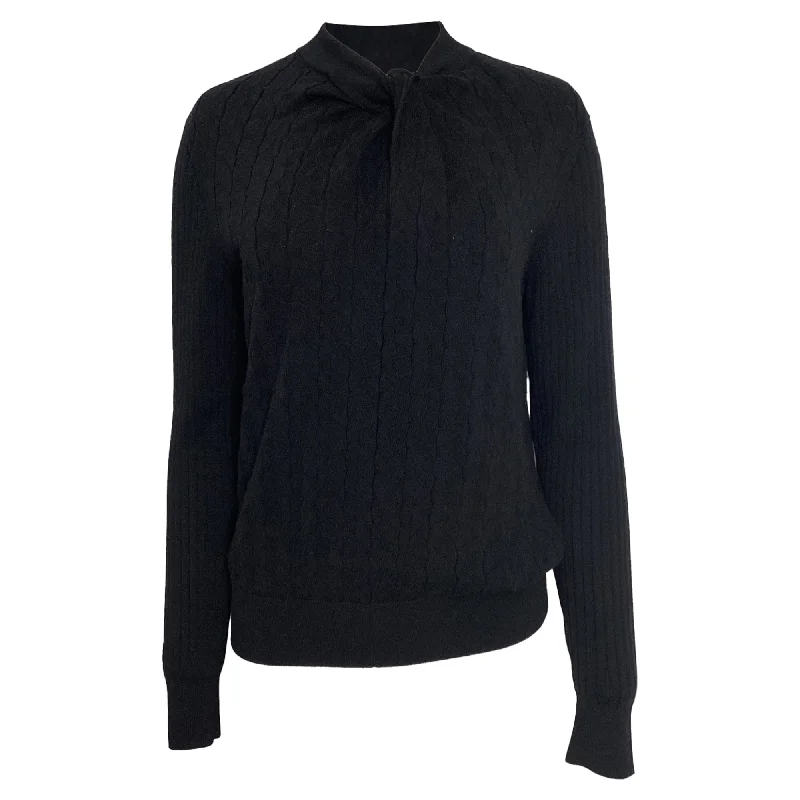 Erdem Rae Twisted-Neckline Sweater in Black Cotton Refined Women's Hand - crafted