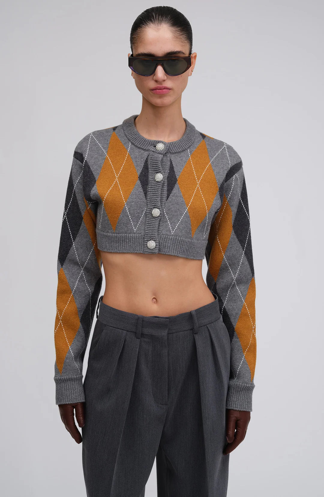 Abeje Cropped Cardigan - Cinnamon Slate Grey Business