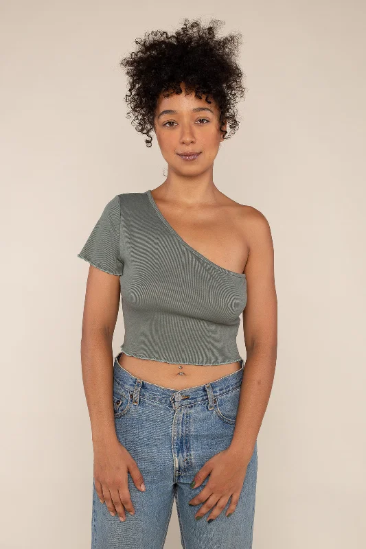 One Shoulder Rib Top Refined Women's Classic 