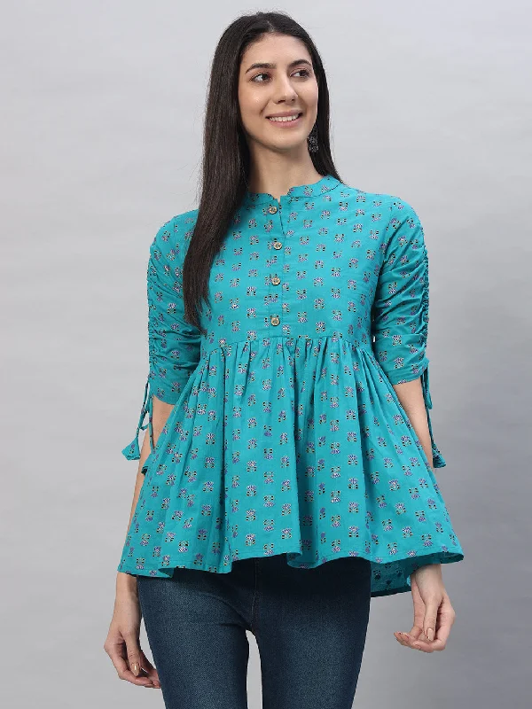 Cotton Printed Regular Top Refined Women's Classic 