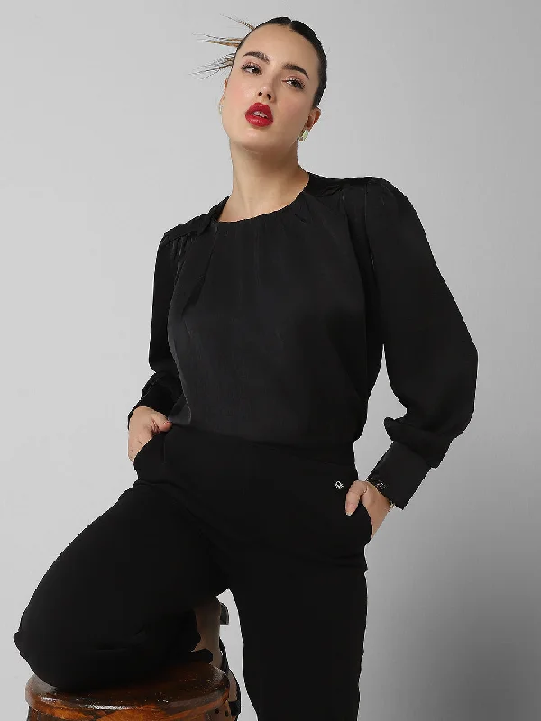 Women Black Solid Top Luxurious Women's High -  end
