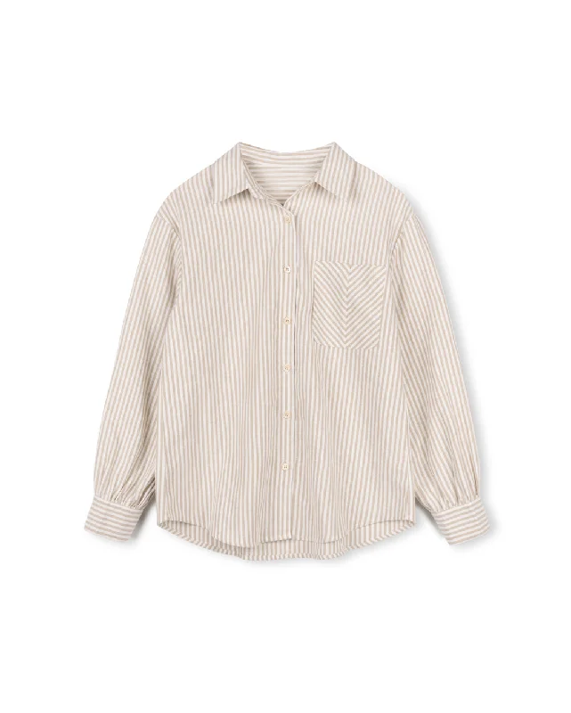 Stripe Linen Blouse Sophisticated Women's 