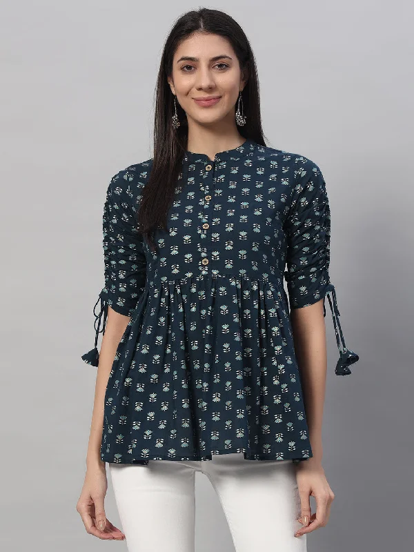 Cotton Printed Regular Top Traditional Women's 