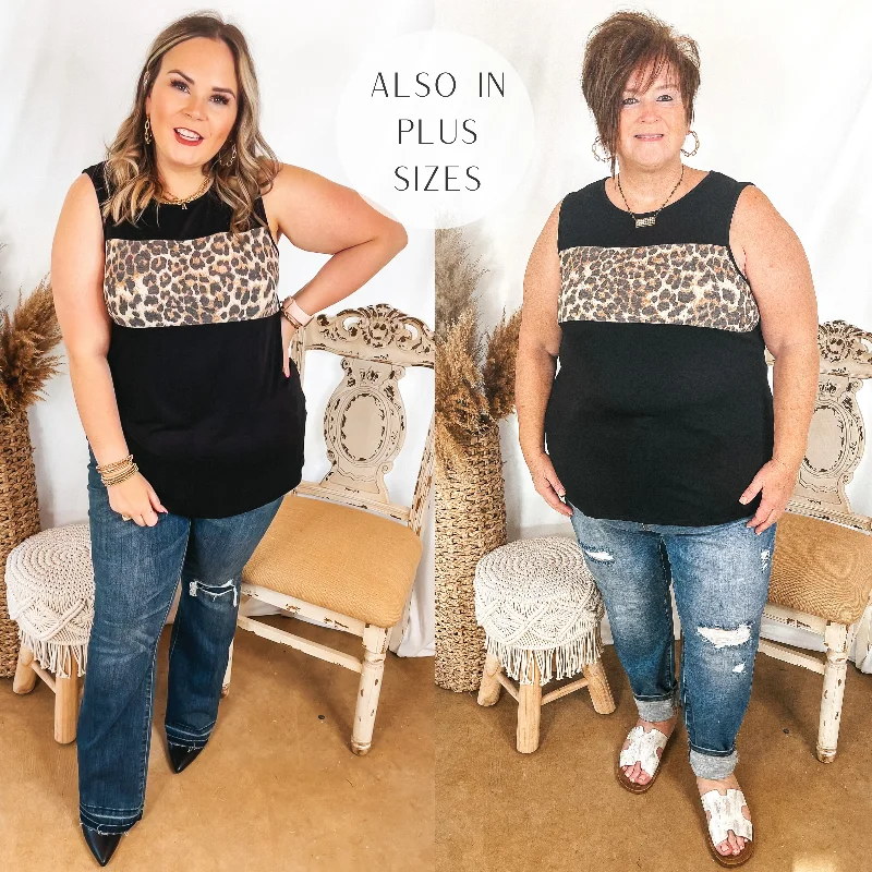 One Step Ahead Tank Top with Leopard Print Bust in Black Refined Women's Velvet