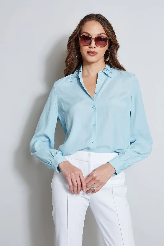 Embroidered Collar Shirt Practical Women's Multi - 