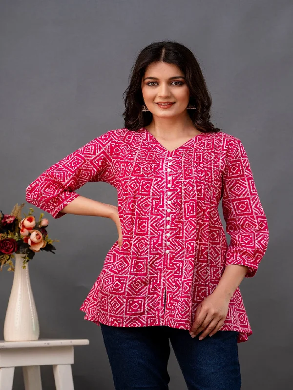 Printed 3/4 Sleeves Regular Pure Cotton Top Australian Beach