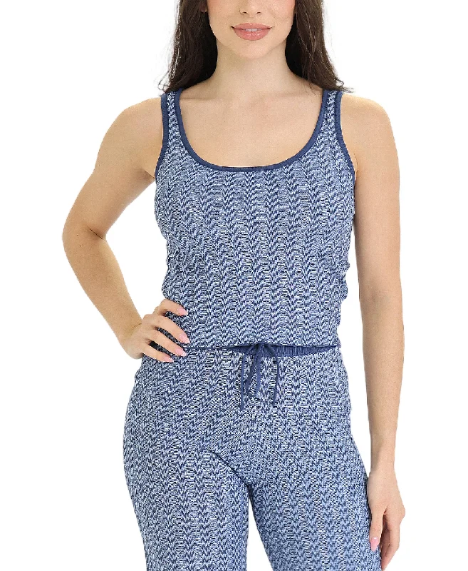 Houndstooth Knit Tank Artistic Women's Hand - painted