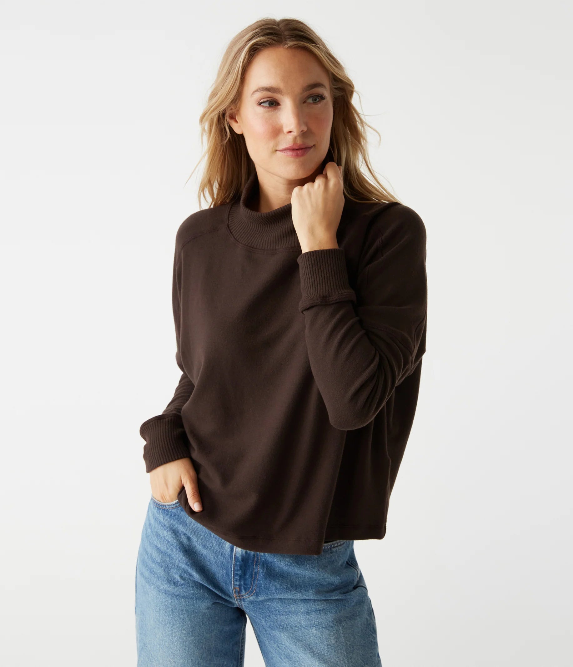 Frida Mock Neck Top - Java Sharp Women's Italian
