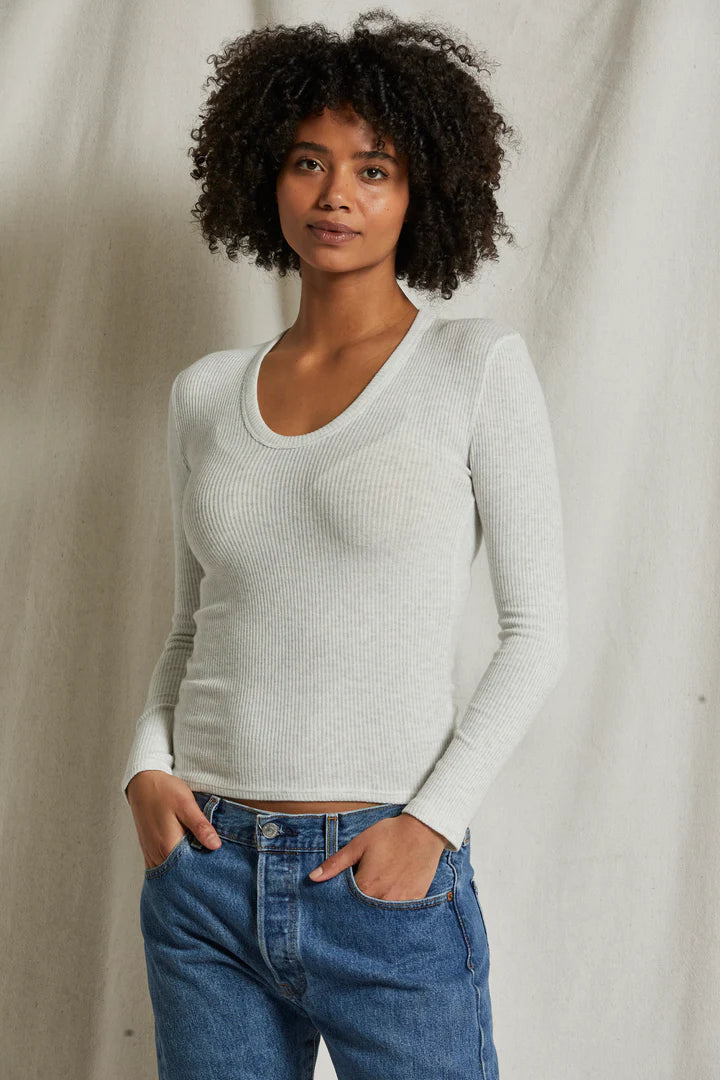 Whitney Rib U Neck Long Sleeve Sweater - Ash Dynamic Women's Moto