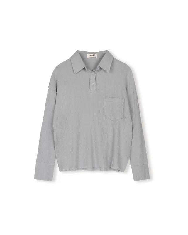 Gauze Polo With Exposed Seams Youthful Women's Pop