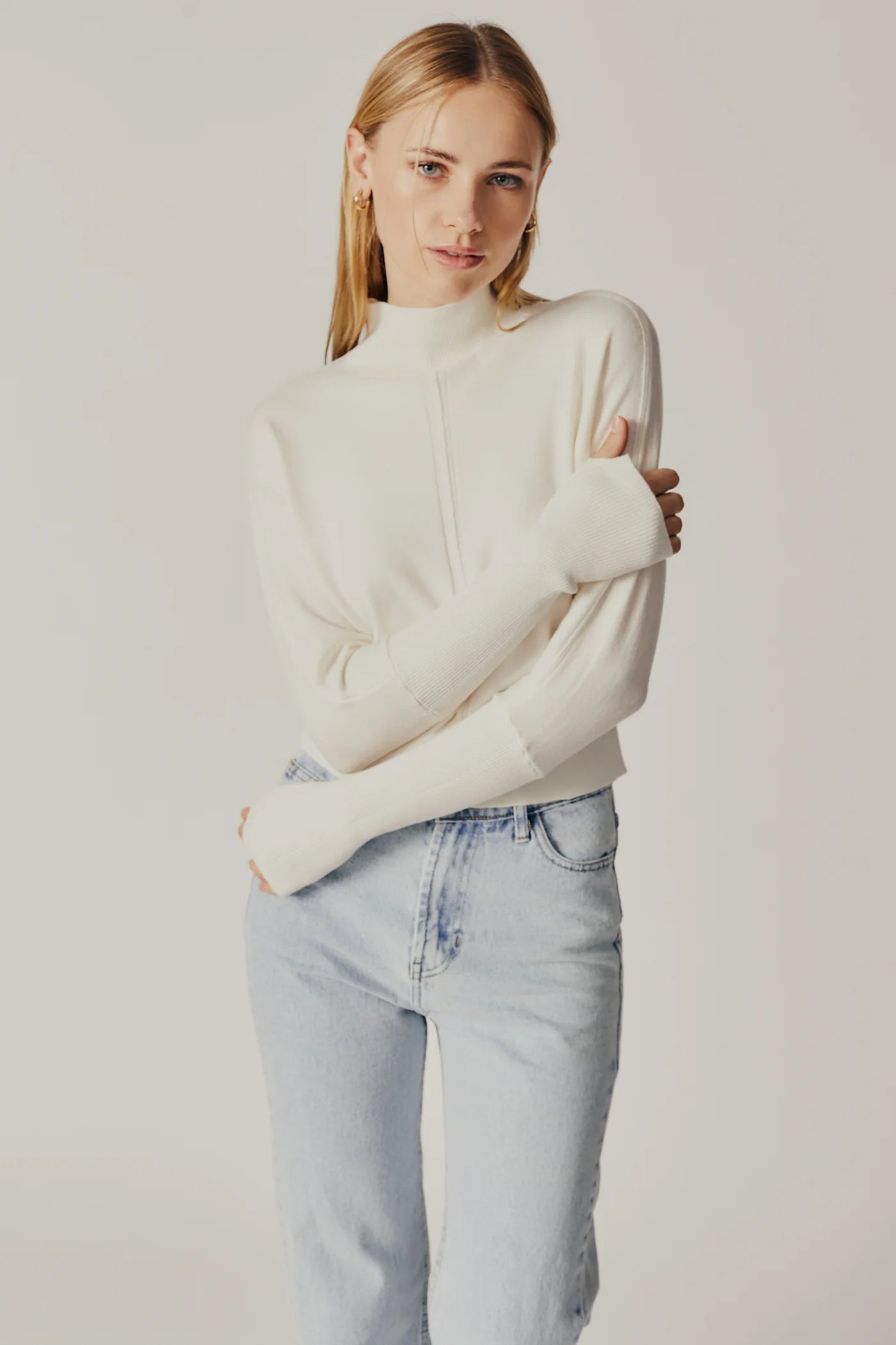 Campanula Turtleneck - Ecru Classic Women's Pin - striped