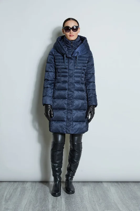 Tahari Double Layer Long Puffer Coat Luxurious Women's High -  end