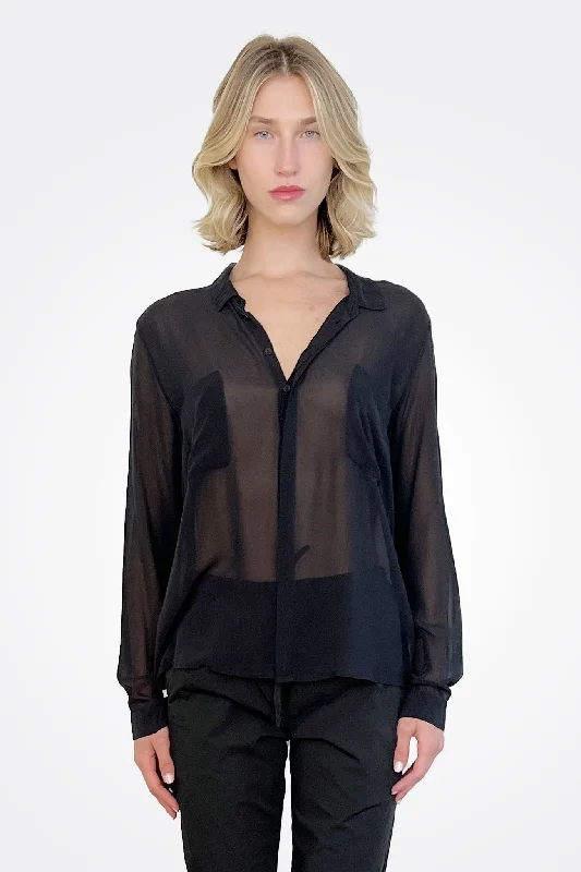 Pocket Silk Button Down - Black Adventure