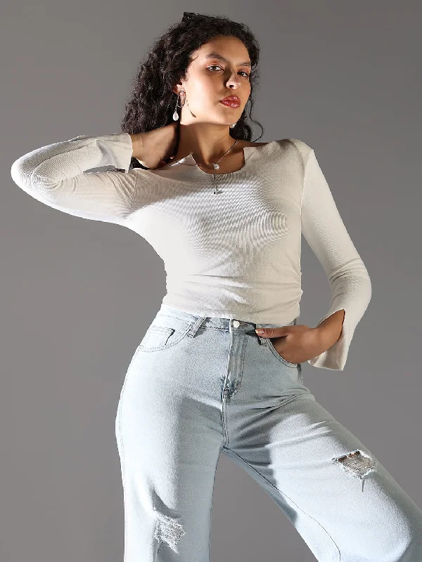 Women White Solid Top Rugged Women's Outdoor 