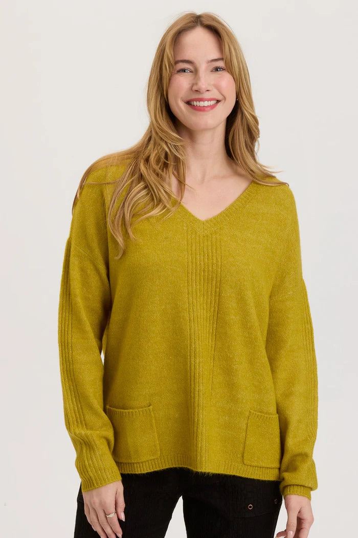 Gresham V Neck Top - Bancha Tea Compression