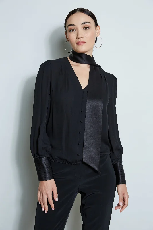 Blouson Satin Tie Shirt Sharp Women's Italian