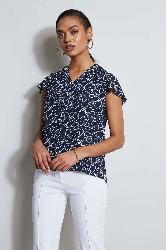 T-Tahari Knotted Dream V-Neck Top Earthy Women's Hemp - based