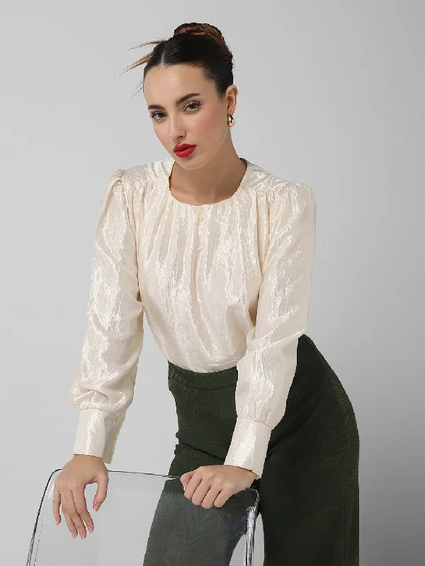 Women Cream Solid Top Bohemian Women's Free