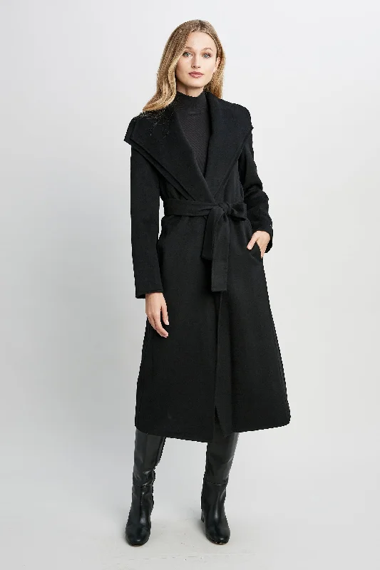 Tahari Long Double Face Wool Blend Wrap Coat Confident Women's Power