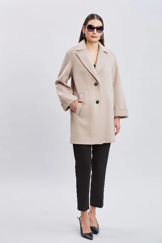 Tahari Double Face Wool Blend Two Button Coat Trendy Women's Oversized