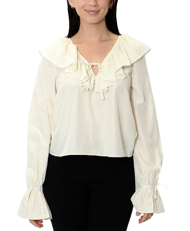 Solid Ruffle Blouse Refined Women's Hand - crafted