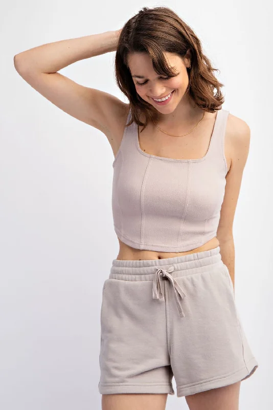 Charlize Square Neck Crop Tank (Dusty Taupe) Cool Women's Skate