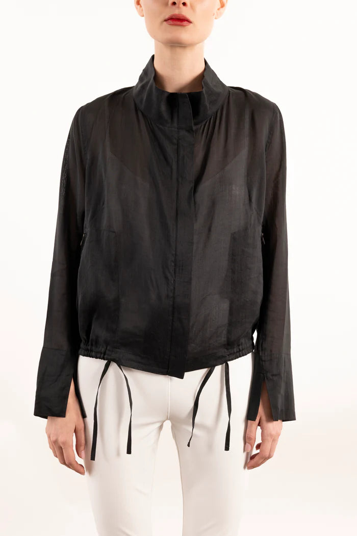 Yabella Sheer Mockneck Zip Jacket - Black Practical Women's Multi - 