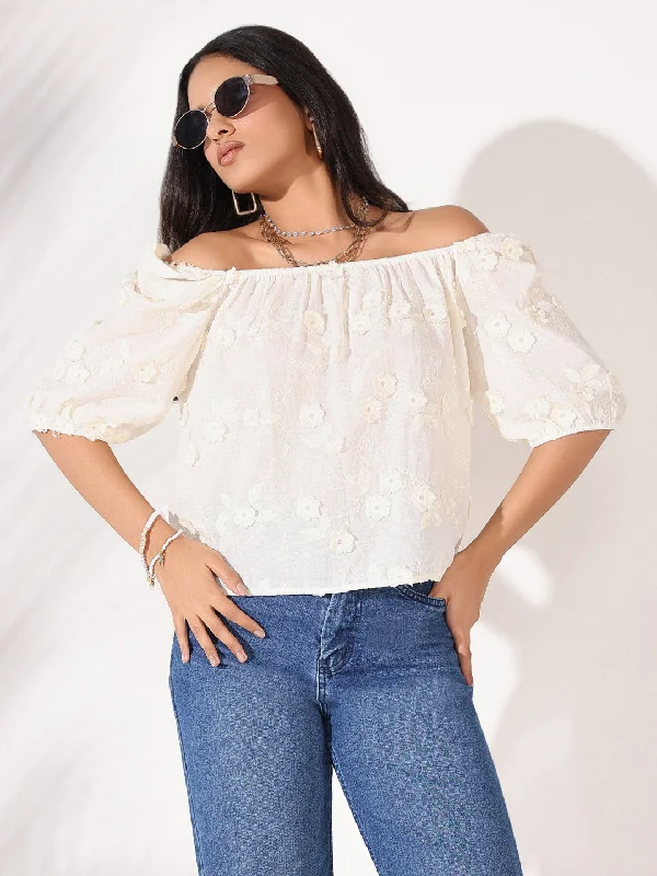 Women Cream Floral Top Bold Women's Animal Print