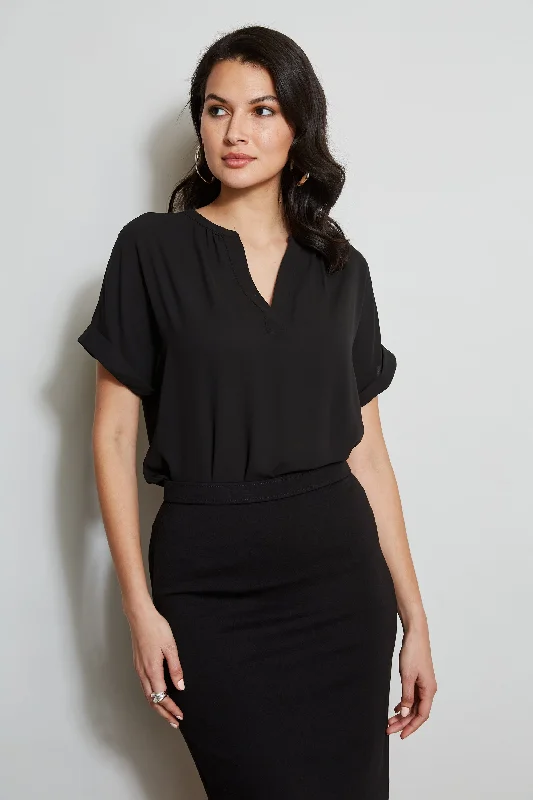 T-Tahari Short Sleeve Shirt Sophisticated Women's 