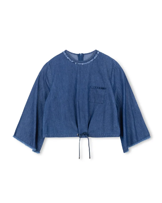 Denim Toggle Crop Top Sophisticated Women's Tailored