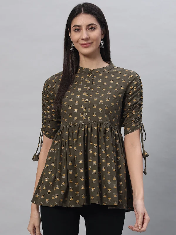 Cotton Printed Regular Top Bold Women's Statement