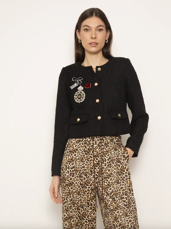 Miley Tweed Jacket - Black Youthful Women's Pop