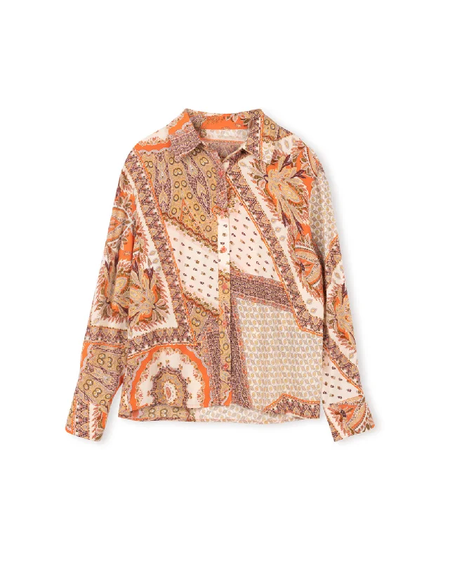 Printed Collared Blouse Refined Women's 