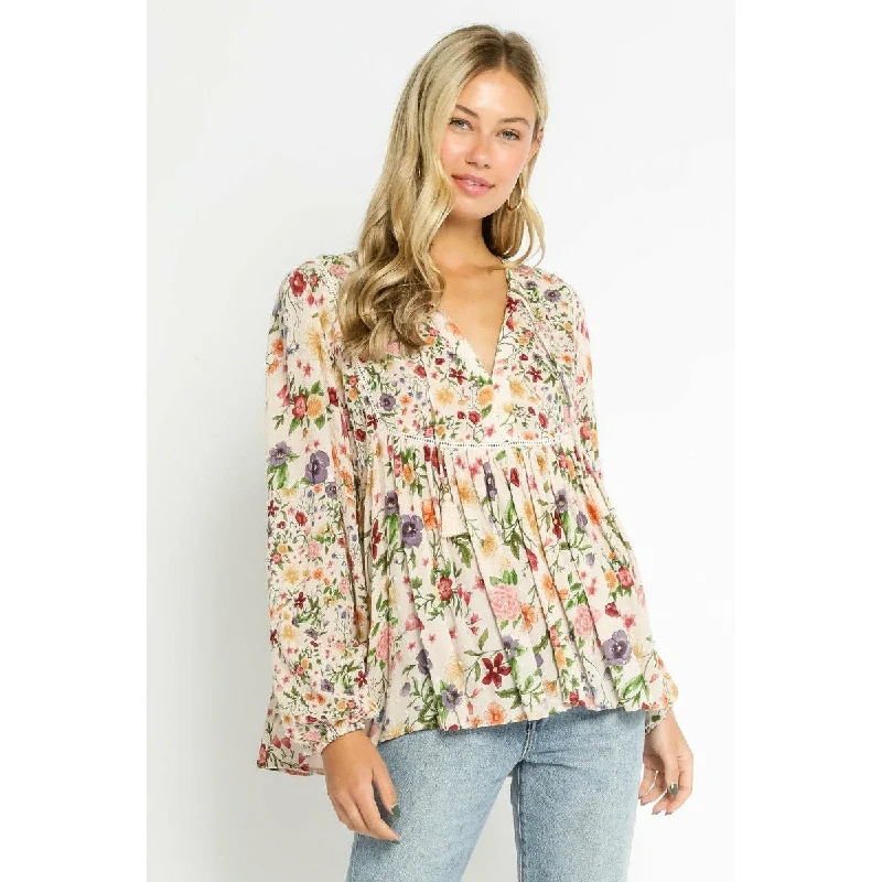 Poppy Fields Babydoll Blouse Bold Women's Statement