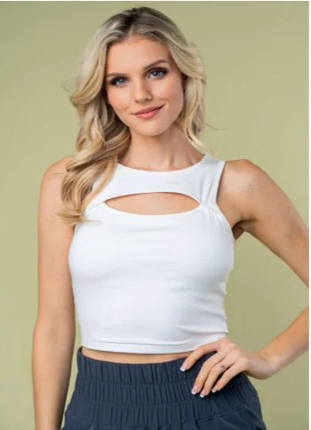 Jalen Cut-Out Crop Top (Off White) Hip Women's Urban