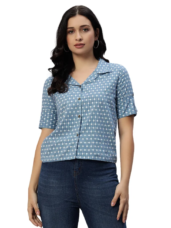 Cotton Printed Casual Short Top Hip Women's Retro